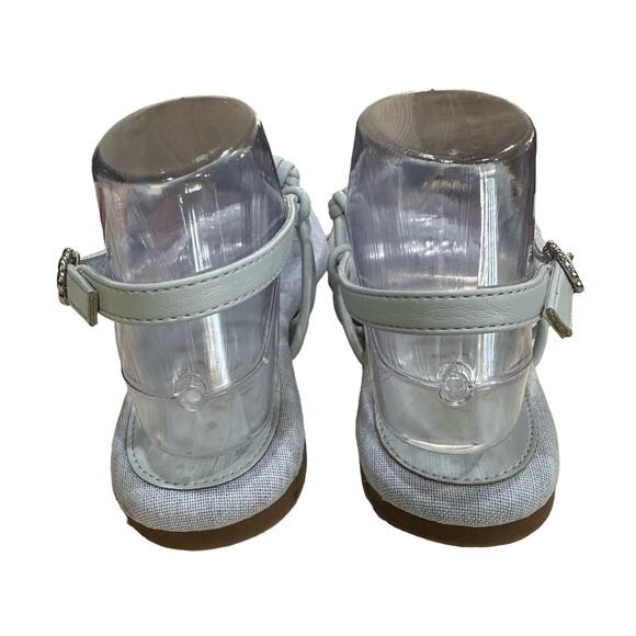 Sam and Libby light blue thongs full leather uppers text outfit bed size 8.5 - Picture 7 of 12